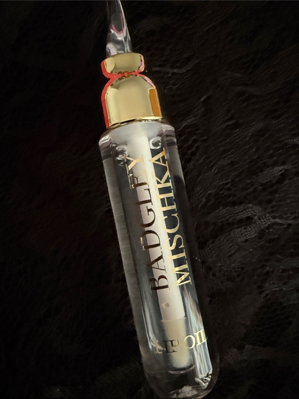 Badgley Mischka Clear Lip Oil with Gold Detailing